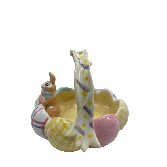 Fitz & Floyd Easter Basket w/ Bunny & Colored Eggs "A GOOD EGG" Essentials Bowl - Picture 7 of 16